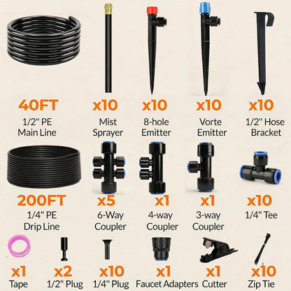 Drip Irrigation System for Watering Garden: 230FT Misting Sprinkler DIY Devices with Tubing Hose for Indoor Plants Outdoor Flower Beds Raised Growing Lawn Tree Patio Hydroponic