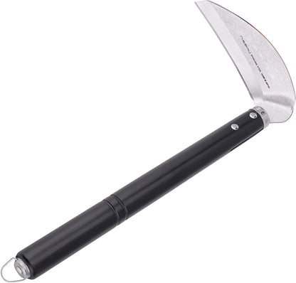 NJP115 Kogama Garden Weeder-Scraper-Hoe, Japanese Stainless Steel 4.25-Inch-Curved Blade, 9.5-Inch Black Lacquered Beech Wood Handle