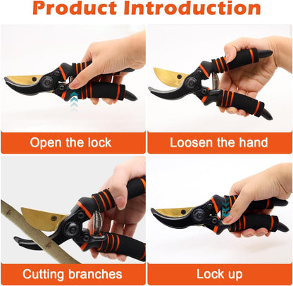 8'' Professional Straight Blade Garden Shears for Plant Trimming
