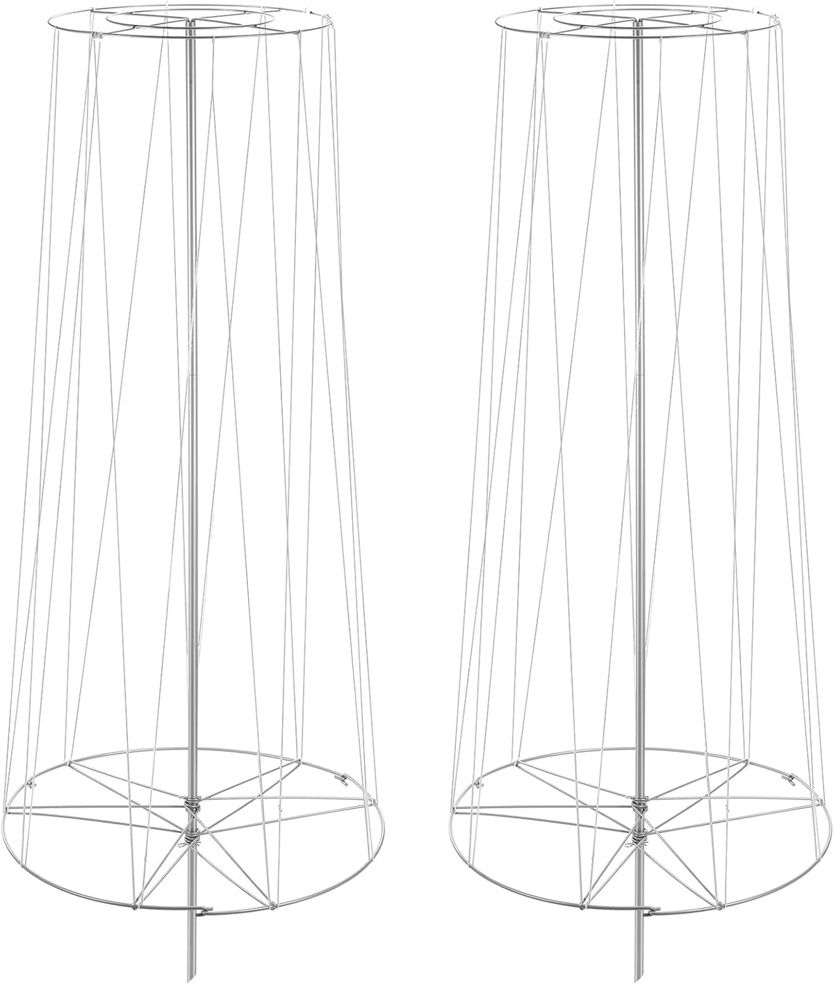 2 Set 6' 3" H Squash Bean Cucumber Melon Vine Tower Sturdy Galvanized Steel Vine Tower with White Twine Large Upright Garden Trellis Plant Support for Climbing Plants Vegetable Outdoor