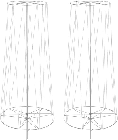 2 Set 6' 3" H Squash Bean Cucumber Melon Vine Tower Sturdy Galvanized Steel Vine Tower with White Twine Large Upright Garden Trellis Plant Support for Climbing Plants Vegetable Outdoor