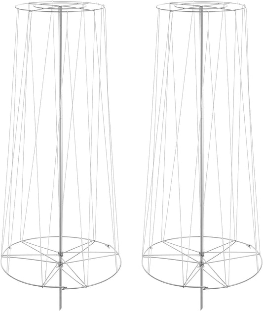 2 Set 6' 3" H Squash Bean Cucumber Melon Vine Tower Sturdy Galvanized Steel Vine Tower with White Twine Large Upright Garden Trellis Plant Support for Climbing Plants Vegetable Outdoor