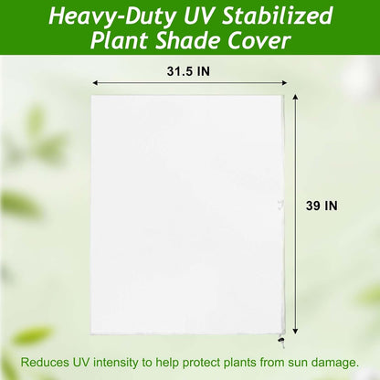 2Pcs 2.6 x 3.3Ft Garden Plant Shade Cover with Zipper Drawstring Non-Woven Sun Protection Plant Cover White Light Refraction Sunshade Cloth Netting for Small Plants, Potted Flowers