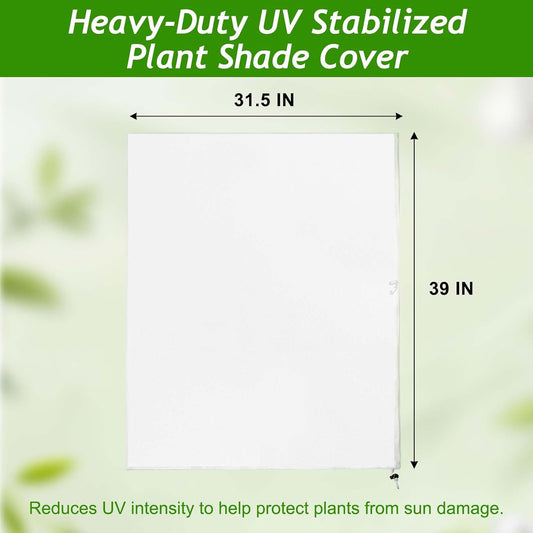 2Pcs 2.6 x 3.3Ft Garden Plant Shade Cover with Zipper Drawstring Non-Woven Sun Protection Plant Cover White Light Refraction Sunshade Cloth Netting for Small Plants, Potted Flowers