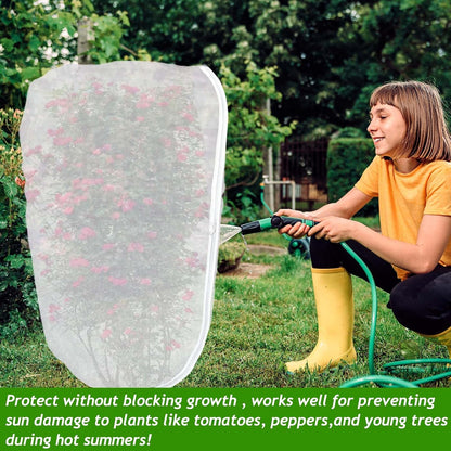 2Pcs 2.6 x 3.3Ft Garden Plant Shade Cover with Zipper Drawstring Non-Woven Sun Protection Plant Cover White Light Refraction Sunshade Cloth Netting for Small Plants, Potted Flowers