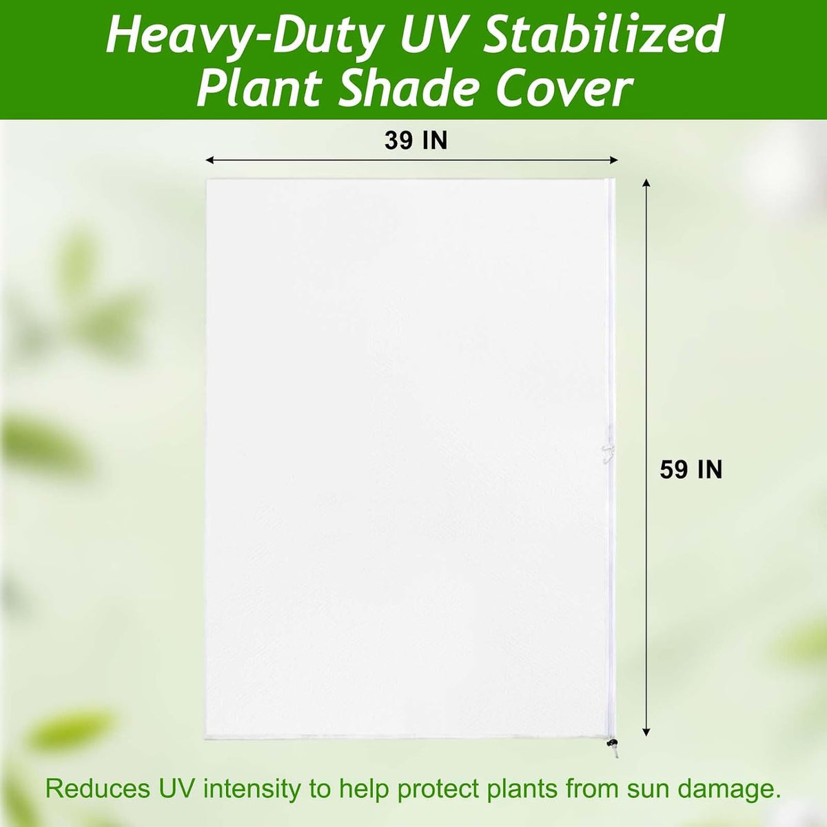 2Pcs 2.6 x 3.3Ft Garden Plant Shade Cover with Zipper Drawstring Non-Woven Sun Protection Plant Cover White Light Refraction Sunshade Cloth Netting for Small Plants, Potted Flowers