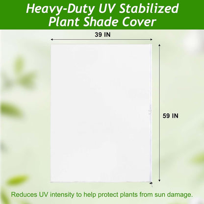 2Pcs 2.6 x 3.3Ft Garden Plant Shade Cover with Zipper Drawstring Non-Woven Sun Protection Plant Cover White Light Refraction Sunshade Cloth Netting for Small Plants, Potted Flowers