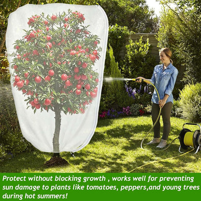 2Pcs 2.6 x 3.3Ft Garden Plant Shade Cover with Zipper Drawstring Non-Woven Sun Protection Plant Cover White Light Refraction Sunshade Cloth Netting for Small Plants, Potted Flowers