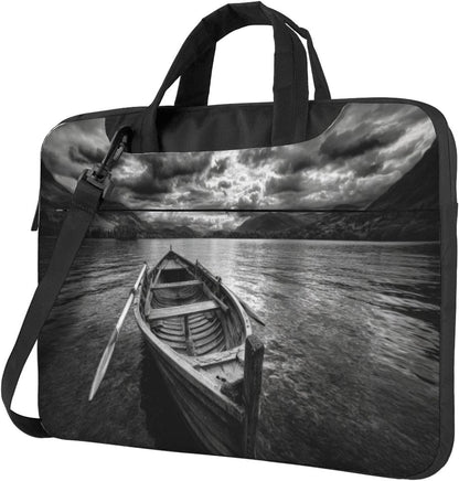 Wooden Row Boat Floating in The Water Laptop Bag 15.6 Inch Computer Case Padded Sleeve Cover for Women Men