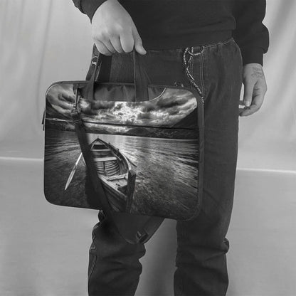 Wooden Row Boat Floating in The Water Laptop Bag 15.6 Inch Computer Case Padded Sleeve Cover for Women Men