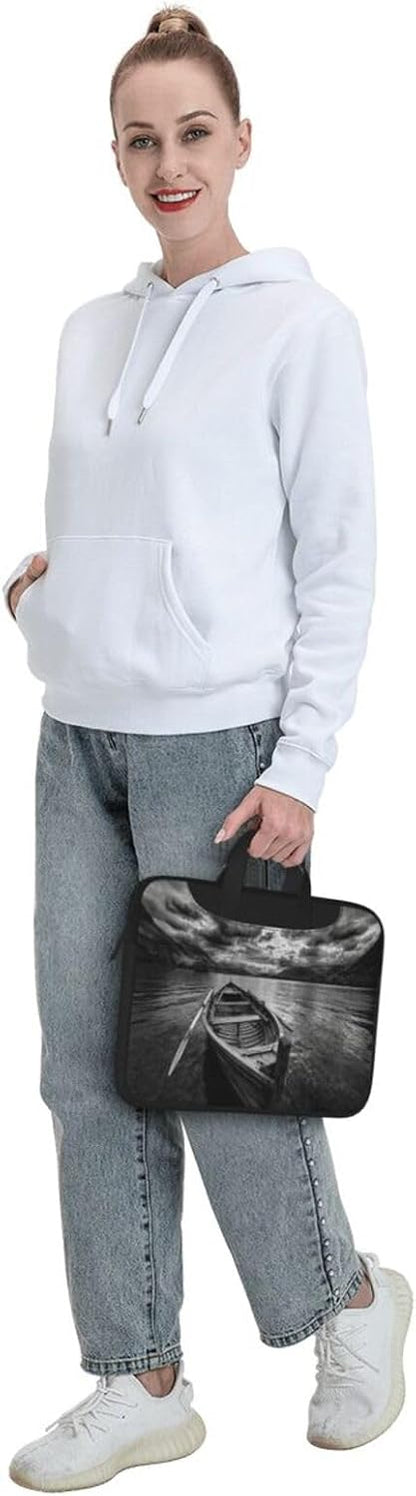Wooden Row Boat Floating in The Water Laptop Bag 15.6 Inch Computer Case Padded Sleeve Cover for Women Men