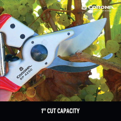 BP 4250 MAXFORGED Aluminum Bypass Pruner, 1-Inch Cut Capacity, Professional Hand Pruning Shears with Replaceable Steel Blade & Ergonomic Angled Head