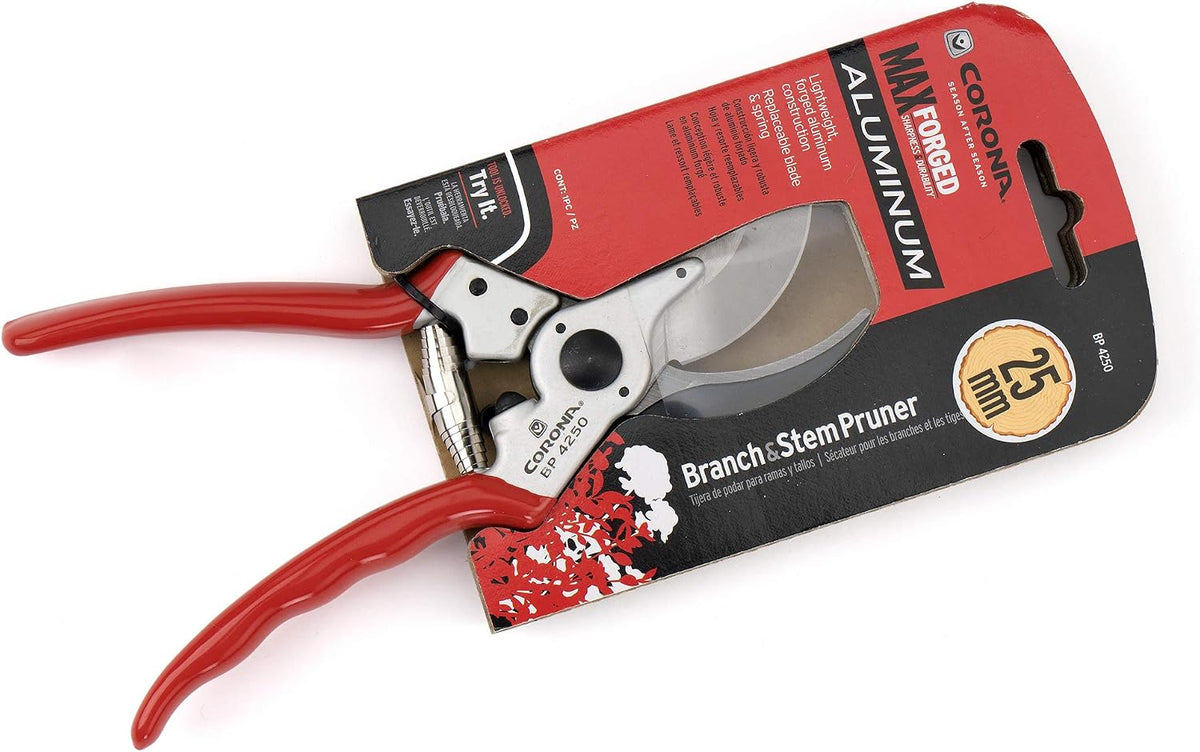 BP 4250 MAXFORGED Aluminum Bypass Pruner, 1-Inch Cut Capacity, Professional Hand Pruning Shears with Replaceable Steel Blade & Ergonomic Angled Head