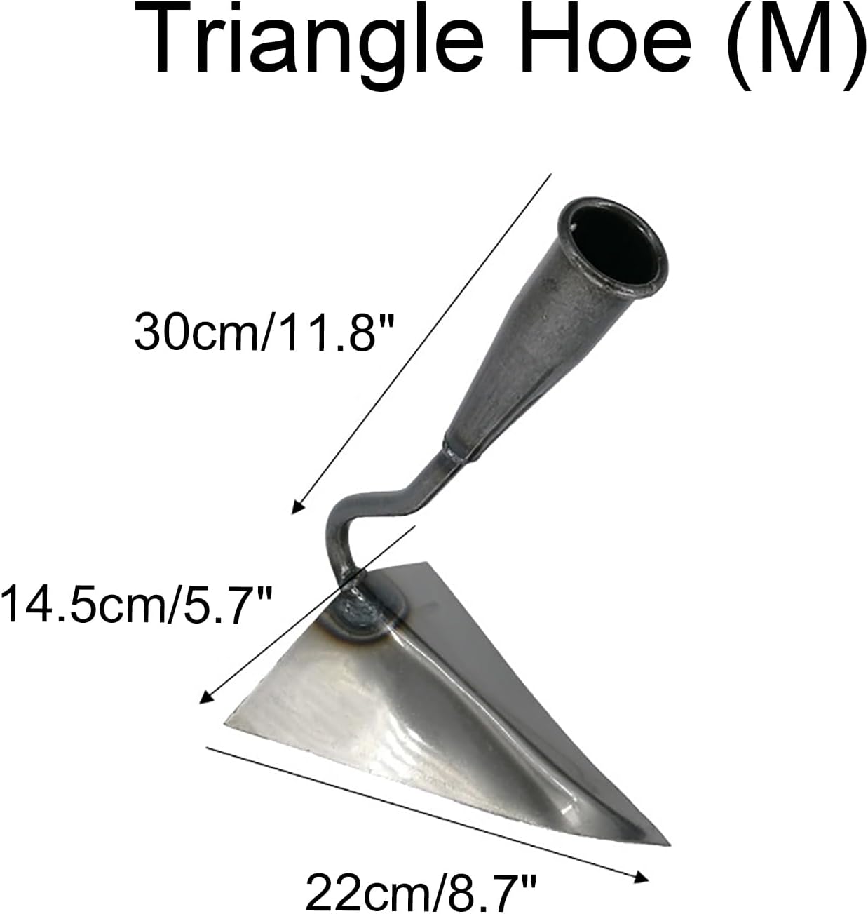 Triangle Hoe Garden Tool, Hardened All-Steel Plow Hoe Ridging for Easy Gardening, Durable and Effective Stainless Steel Landscaping Hoe for Manuring Weeding Planting Digging Soil Leveling (M,8.7")