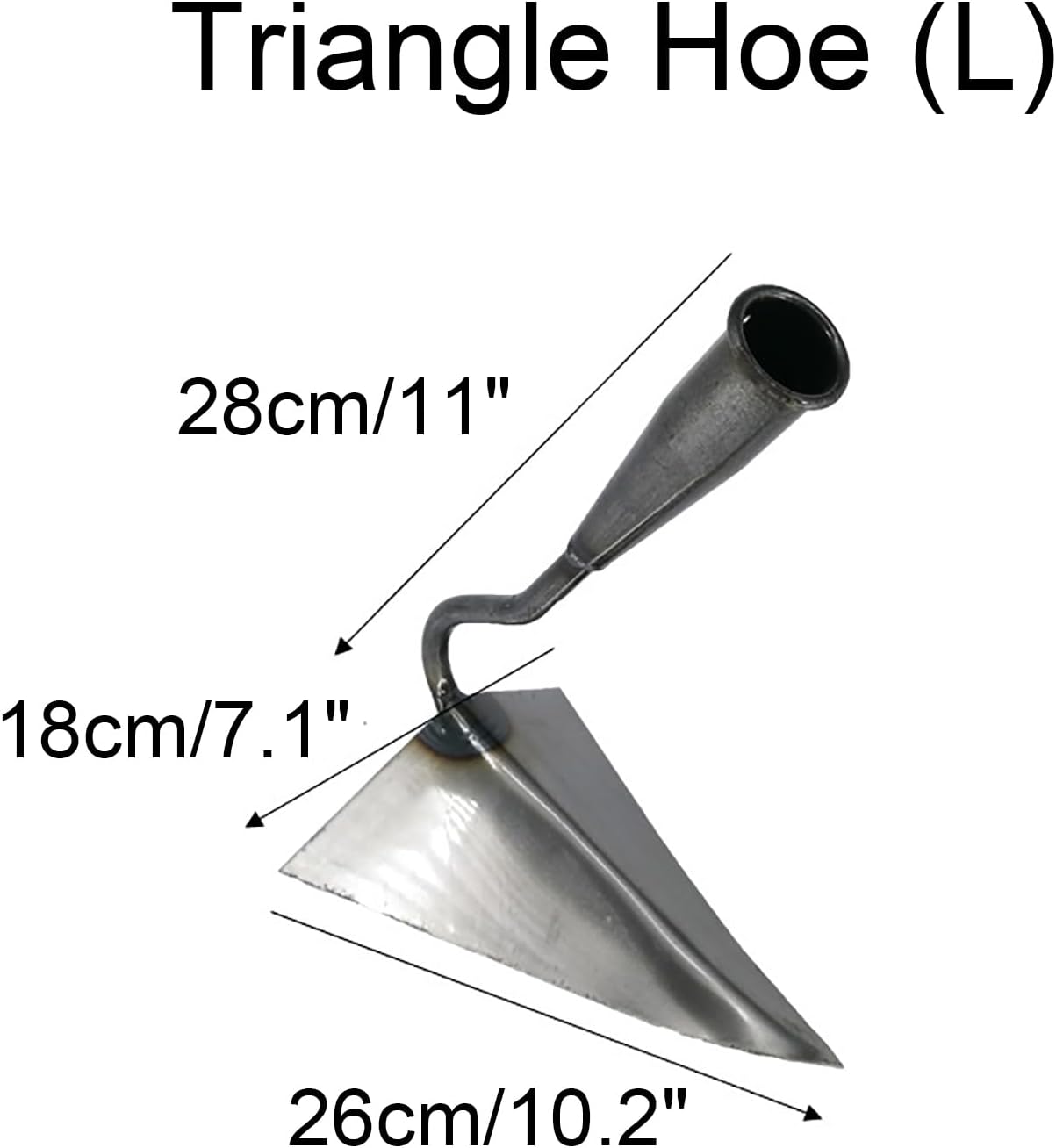 Triangle Hoe Garden Tool, Hardened All-Steel Plow Hoe Ridging for Easy Gardening, Durable and Effective Stainless Steel Landscaping Hoe for Manuring Weeding Planting Digging Soil Leveling (M,8.7")