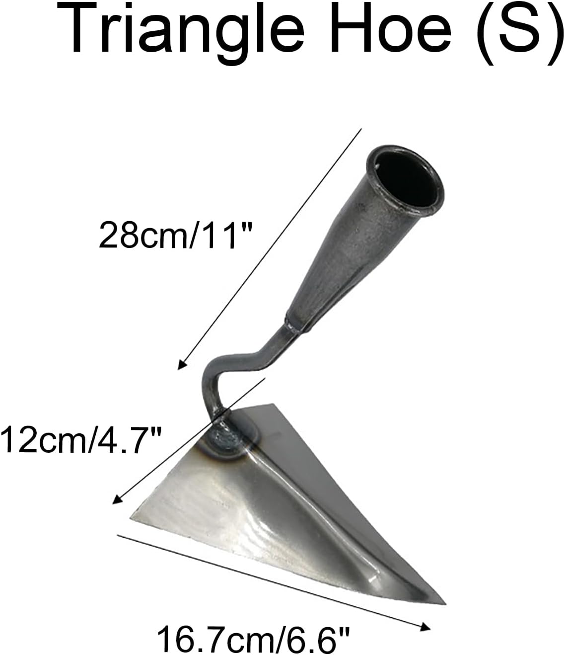 Triangle Hoe Garden Tool, Hardened All-Steel Plow Hoe Ridging for Easy Gardening, Durable and Effective Stainless Steel Landscaping Hoe for Manuring Weeding Planting Digging Soil Leveling (M,8.7")