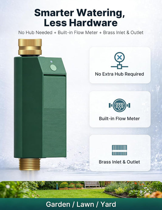 WiFi Water Timer for Garden Hose with Flow Meter,No Hub Required