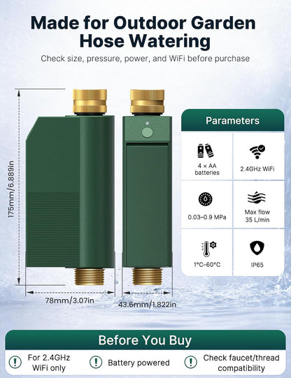 WiFi Water Timer for Garden Hose with Flow Meter,No Hub Required