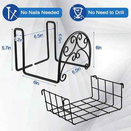 2 Pack Hose Holder Wall Mount with Tool Storage Basket Garden Heavy Duty Hose Holder Hanger Fits 3/4 Inch to 1-1/4 Inch Railing for Expandable Reel Water Pocket Flexible Hook