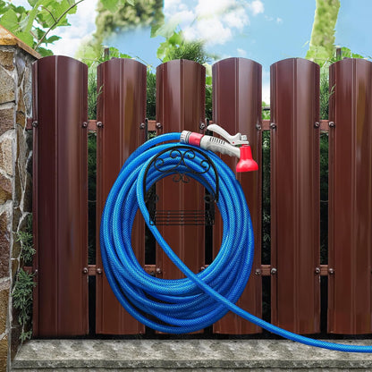 2 Pack Hose Holder Wall Mount with Tool Storage Basket Garden Heavy Duty Hose Holder Hanger Fits 3/4 Inch to 1-1/4 Inch Railing for Expandable Reel Water Pocket Flexible Hook