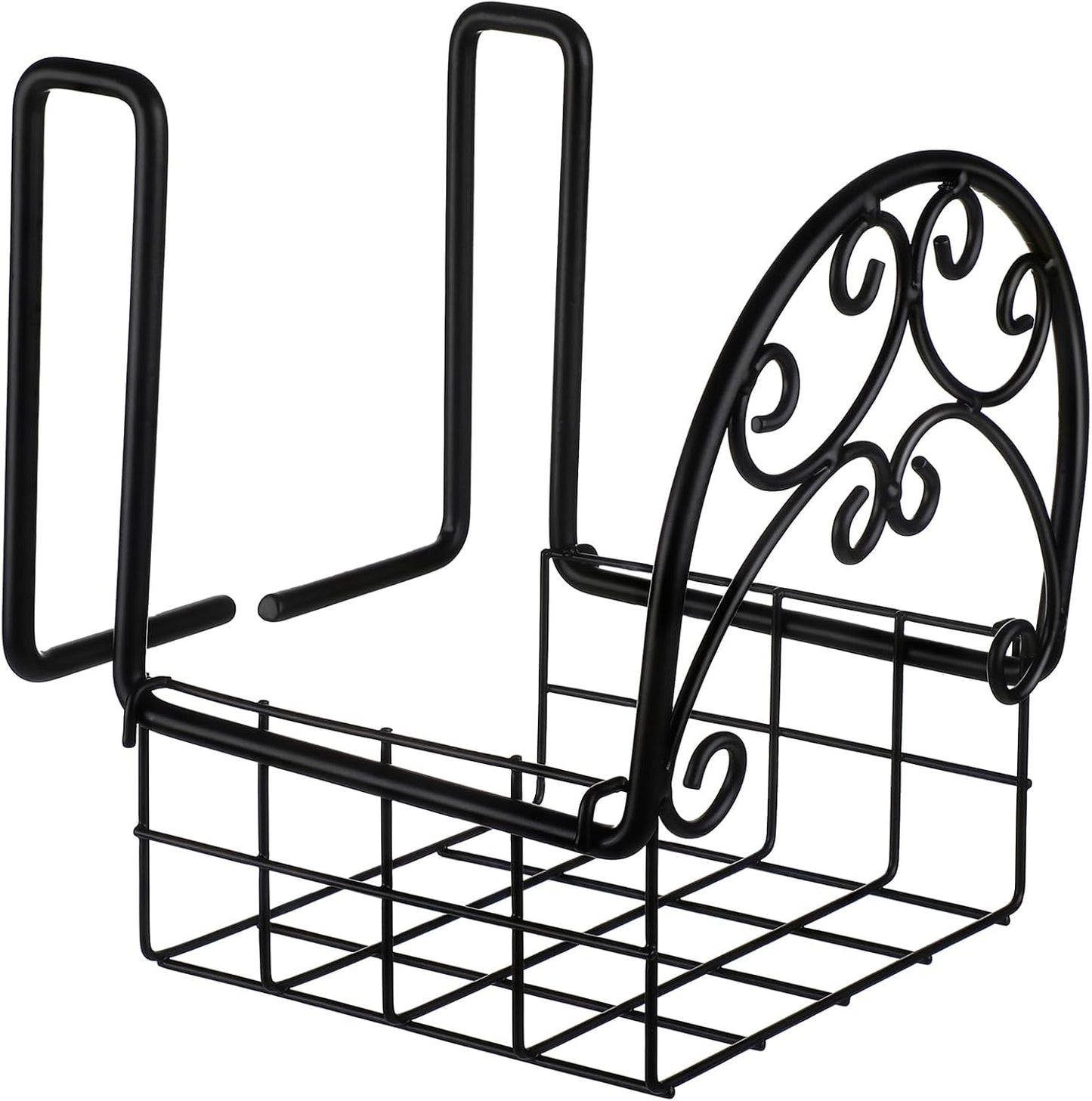 2 Pack Hose Holder Wall Mount with Tool Storage Basket Garden Heavy Duty Hose Holder Hanger Fits 3/4 Inch to 1-1/4 Inch Railing for Expandable Reel Water Pocket Flexible Hook