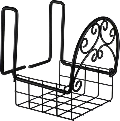 2 Pack Hose Holder Wall Mount with Tool Storage Basket Garden Heavy Duty Hose Holder Hanger Fits 3/4 Inch to 1-1/4 Inch Railing for Expandable Reel Water Pocket Flexible Hook