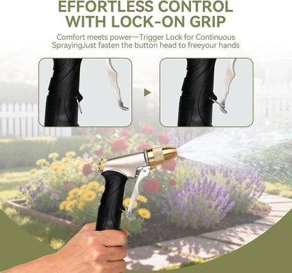Metal Garden Hose Nozzle Spray - Heavy Duty 4 Spray Patterns 360° Rotating, Ergonomic Handle, Leak-Proof Fit for Watering, Cleaning, Car Wash(Upgrade nozzle)