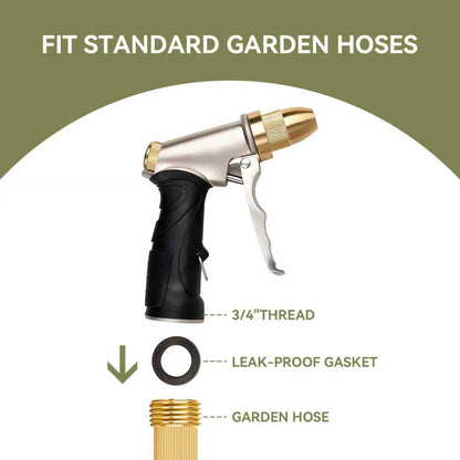 Metal Garden Hose Nozzle Spray - Heavy Duty 4 Spray Patterns 360° Rotating, Ergonomic Handle, Leak-Proof Fit for Watering, Cleaning, Car Wash(Upgrade nozzle)