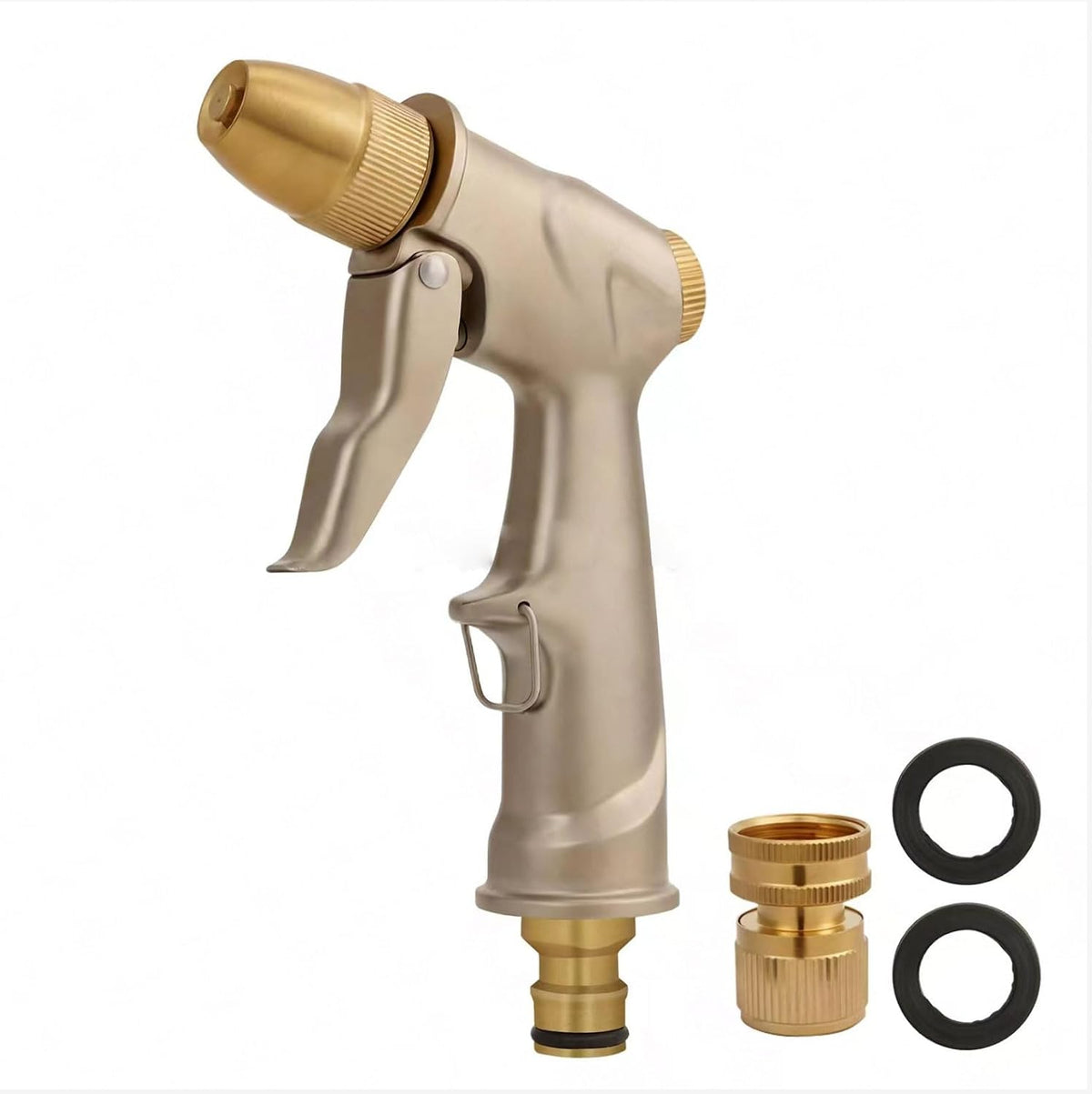 Metal Garden Hose Nozzle Spray - Heavy Duty 4 Spray Patterns 360° Rotating, Ergonomic Handle, Leak-Proof Fit for Watering, Cleaning, Car Wash(Upgrade nozzle)
