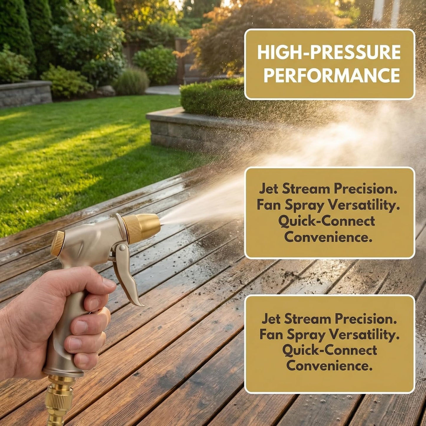 Metal Garden Hose Nozzle Spray - Heavy Duty 4 Spray Patterns 360° Rotating, Ergonomic Handle, Leak-Proof Fit for Watering, Cleaning, Car Wash(Upgrade nozzle)