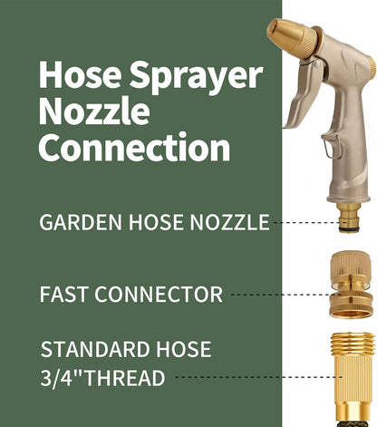 Metal Garden Hose Nozzle Spray - Heavy Duty 4 Spray Patterns 360° Rotating, Ergonomic Handle, Leak-Proof Fit for Watering, Cleaning, Car Wash(Upgrade nozzle)