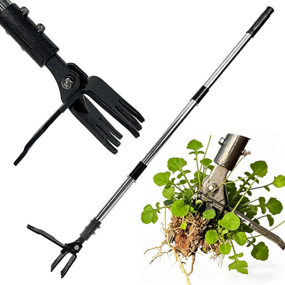Weed Puller Tool Stand Up Hand Weeder Tool with Adjustable Long Handle, Weed Remover with Steel Head, Remove Weeds Root Easily without Bending, Pulling or Kneeling for Lawn Yard Garden (4 CLAWS)
