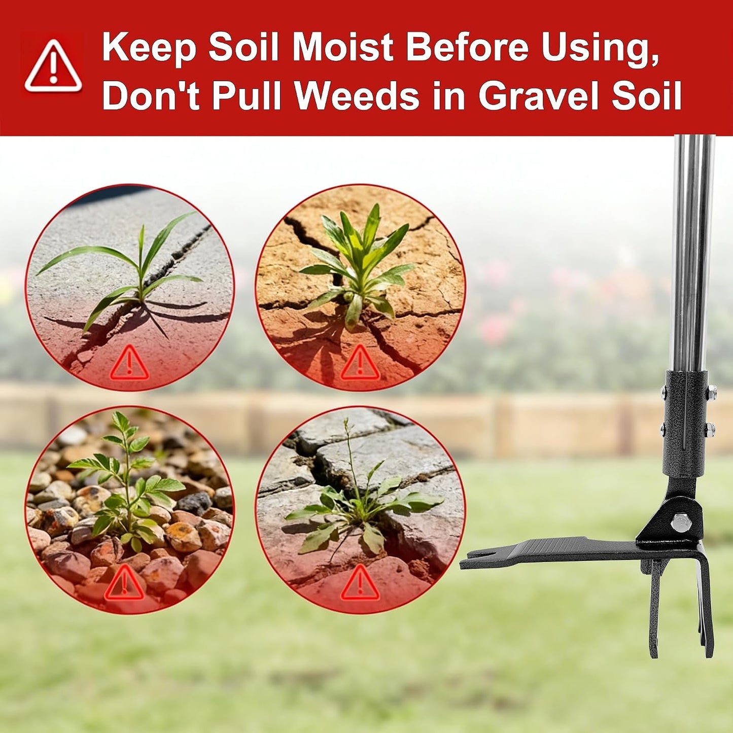 Weed Puller Tool Stand Up Hand Weeder Tool with Adjustable Long Handle, Weed Remover with Steel Head, Remove Weeds Root Easily without Bending, Pulling or Kneeling for Lawn Yard Garden (4 CLAWS)