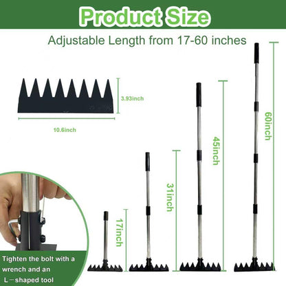 Weed Puller Tool Stand Up Hand Weeder Tool with Adjustable Long Handle, Weed Remover with Steel Head, Remove Weeds Root Easily without Bending, Pulling or Kneeling for Lawn Yard Garden (4 CLAWS)