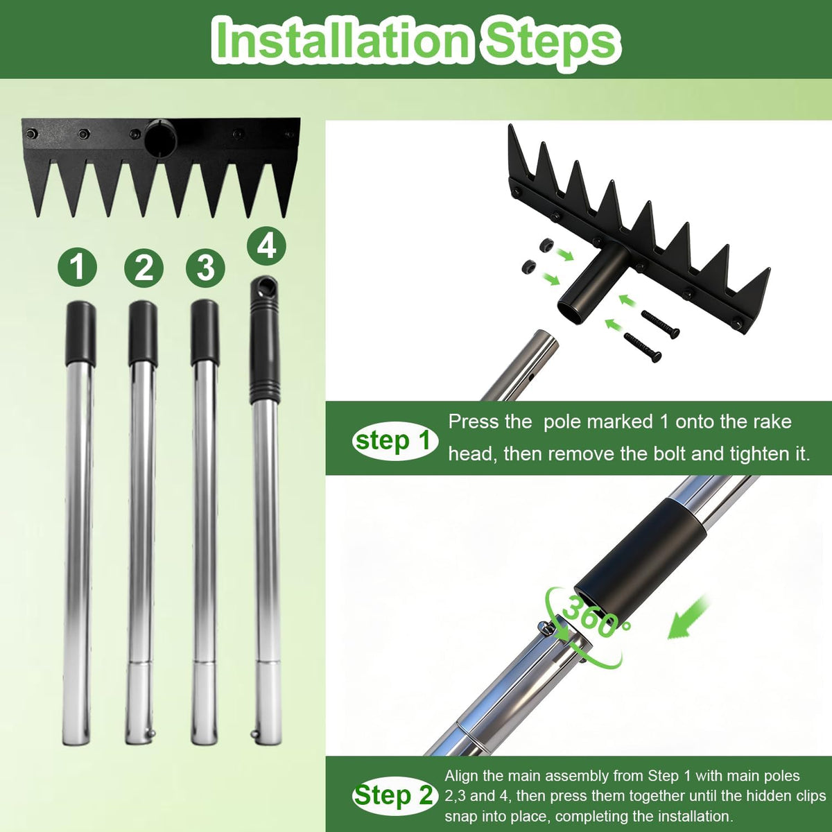 Weed Puller Tool Stand Up Hand Weeder Tool with Adjustable Long Handle, Weed Remover with Steel Head, Remove Weeds Root Easily without Bending, Pulling or Kneeling for Lawn Yard Garden (4 CLAWS)