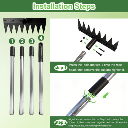 Weed Puller Tool Stand Up Hand Weeder Tool with Adjustable Long Handle, Weed Remover with Steel Head, Remove Weeds Root Easily without Bending, Pulling or Kneeling for Lawn Yard Garden (4 CLAWS)