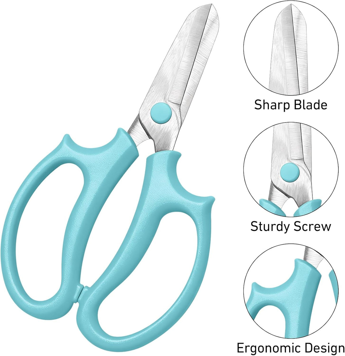 13Pcs Garden Flower Scissors,Includes 8 Floral Tapes Premium Stainless Steel Floral Shears Ergonomic Wide Grip for Cutting Fresh Flowers for Cutting Fresh Flowers, Florist Supplies(Light Blue)