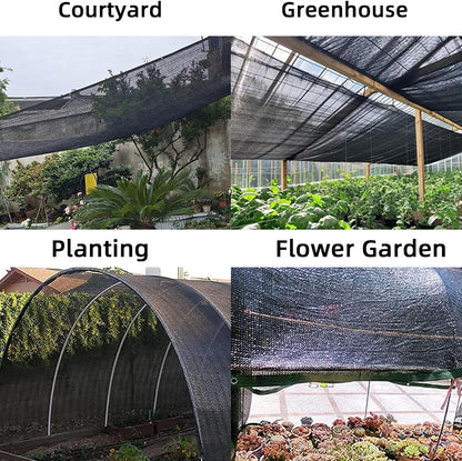 Shade Cloth for Garden 10 * 10FT, 70% Sunblock Mesh Tarp & Outdoor Sun Shade with Grommets, Sun Shade Outdoor Cover, Plant Covers Freeze Protection for Greenhouse, Kennel, Lawn, Patio Black