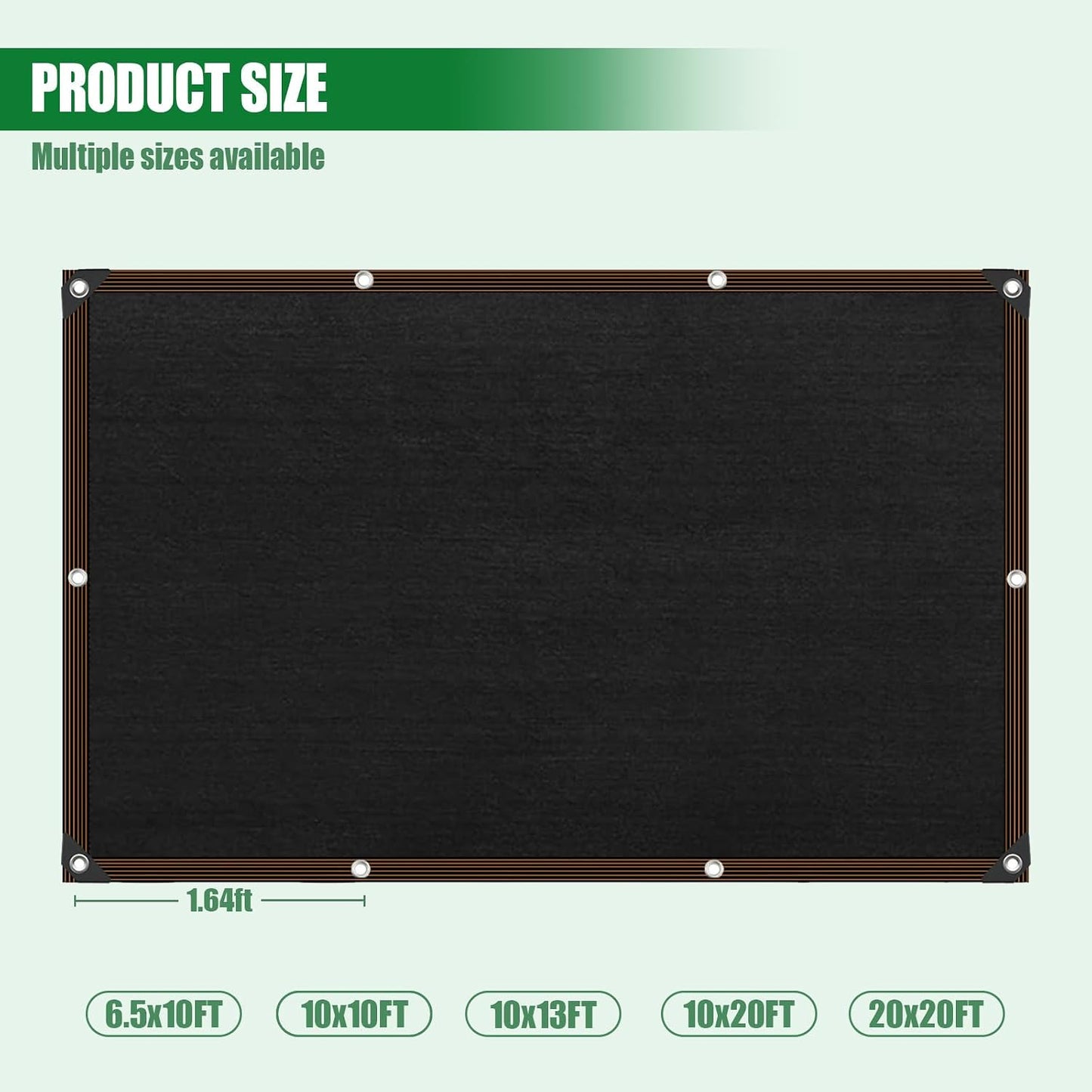 Shade Cloth for Garden 10 * 10FT, 70% Sunblock Mesh Tarp & Outdoor Sun Shade with Grommets, Sun Shade Outdoor Cover, Plant Covers Freeze Protection for Greenhouse, Kennel, Lawn, Patio Black