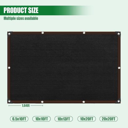 Shade Cloth for Garden 10 * 10FT, 70% Sunblock Mesh Tarp & Outdoor Sun Shade with Grommets, Sun Shade Outdoor Cover, Plant Covers Freeze Protection for Greenhouse, Kennel, Lawn, Patio Black