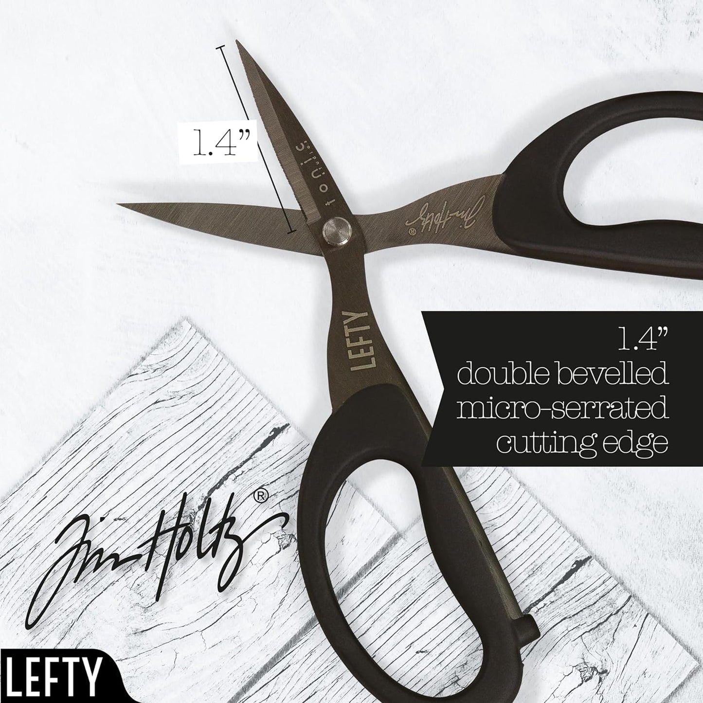 Tim Holtz Small Scissors - 5 Inch Mini Snips with Micro Serrated Blade - Craft Tool for Cutting Paper, Fabric, and Sewing - Titanium with Black Comfort Grip Handles