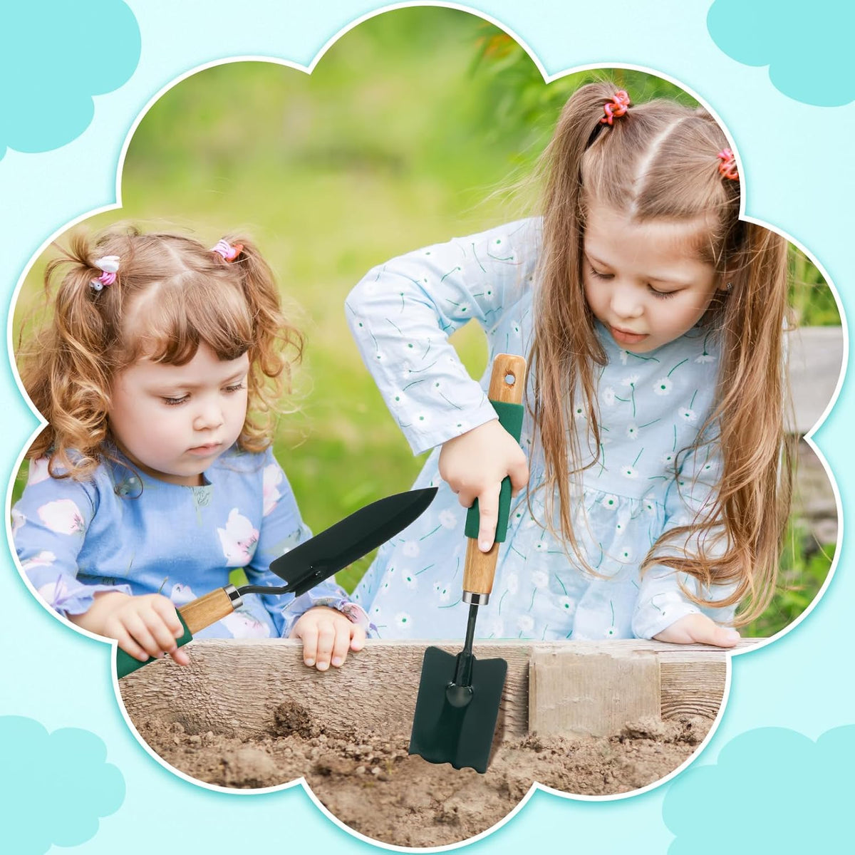 24 Pcs Garden Metal Shovel Digging Trowel Wood Handle Flower Soil Planting Tool for Community Volunteer Gardening Home Lawn Farm Flower Seed Plant Planting Weeding Gardening, green