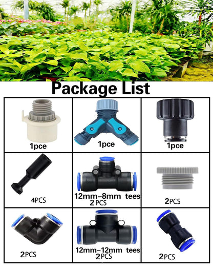 Drip Irrigation Fitting Kit – This Set with Y-Splitter Connector, Quick Connector, Elbows, Tees, Stoppers,Connector,Easy Installation for Watering Systems (Premium Drip Irrigation Fitting Kit)