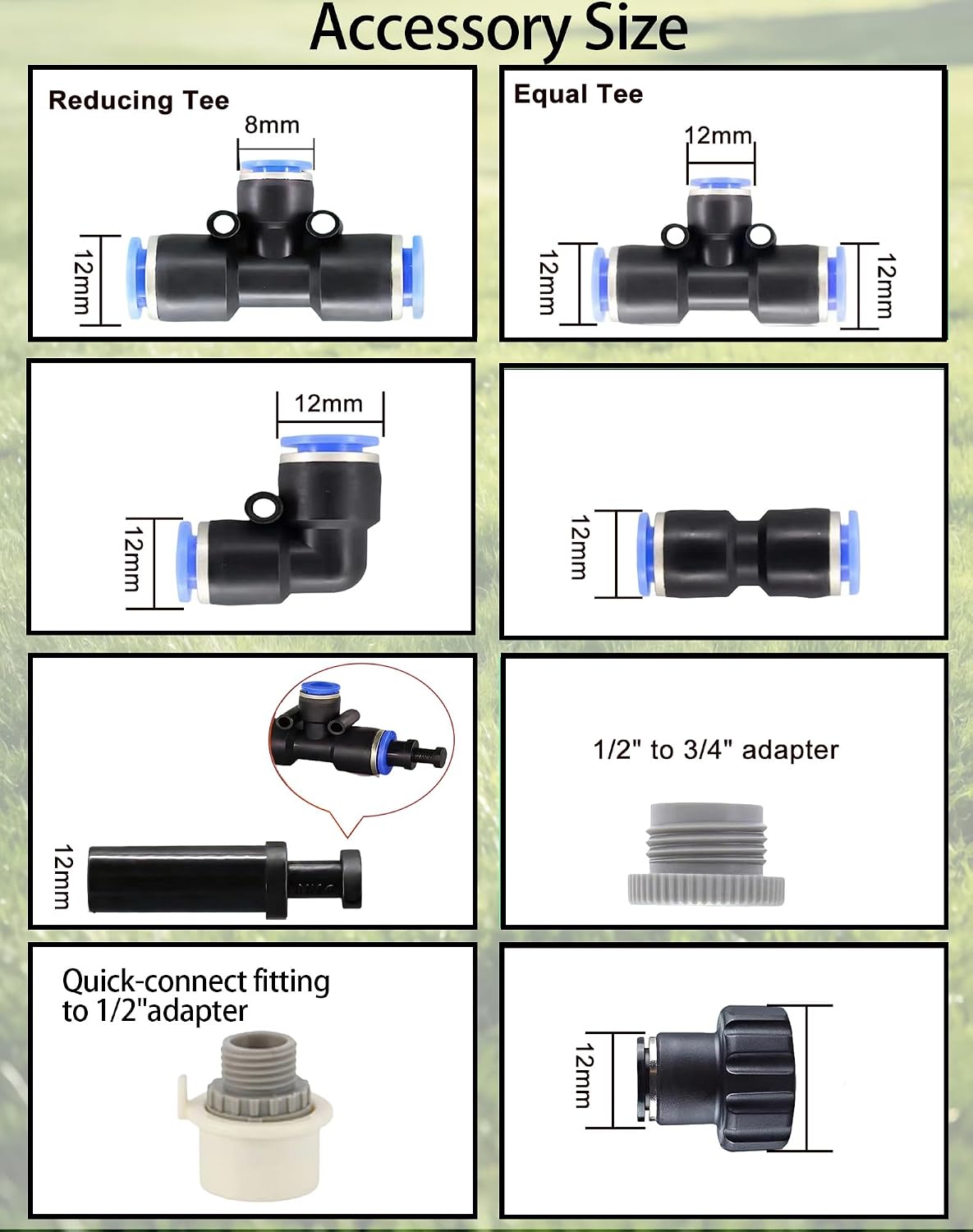 Drip Irrigation Fitting Kit – This Set with Y-Splitter Connector, Quick Connector, Elbows, Tees, Stoppers,Connector,Easy Installation for Watering Systems (Premium Drip Irrigation Fitting Kit)