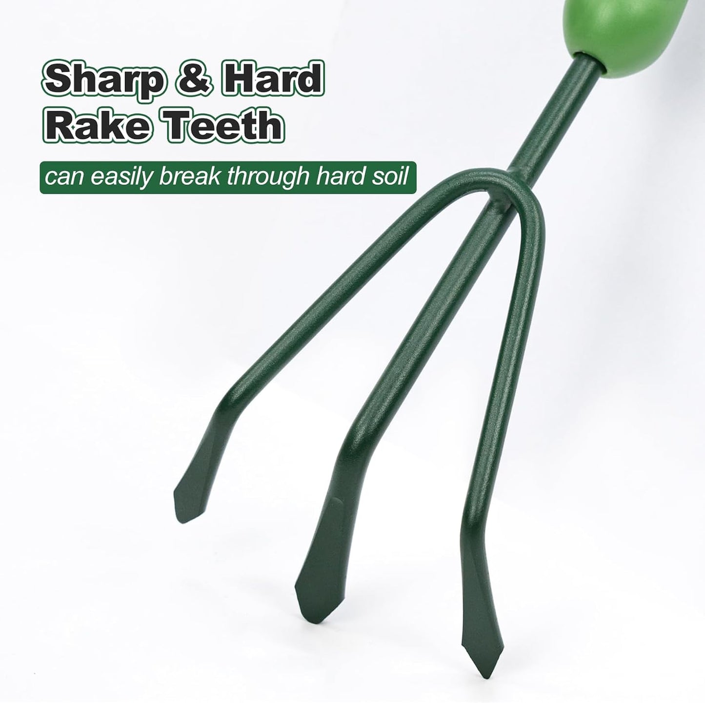 Garden Hand Rake, 3 Prong Hand Cultivator Garden Tool with Ergonomic Rubber Handle, Manual Small Hand Rake Soil Tiller for Digging, Aerating Soil, Weeding, Cultivating with Hanging Hole