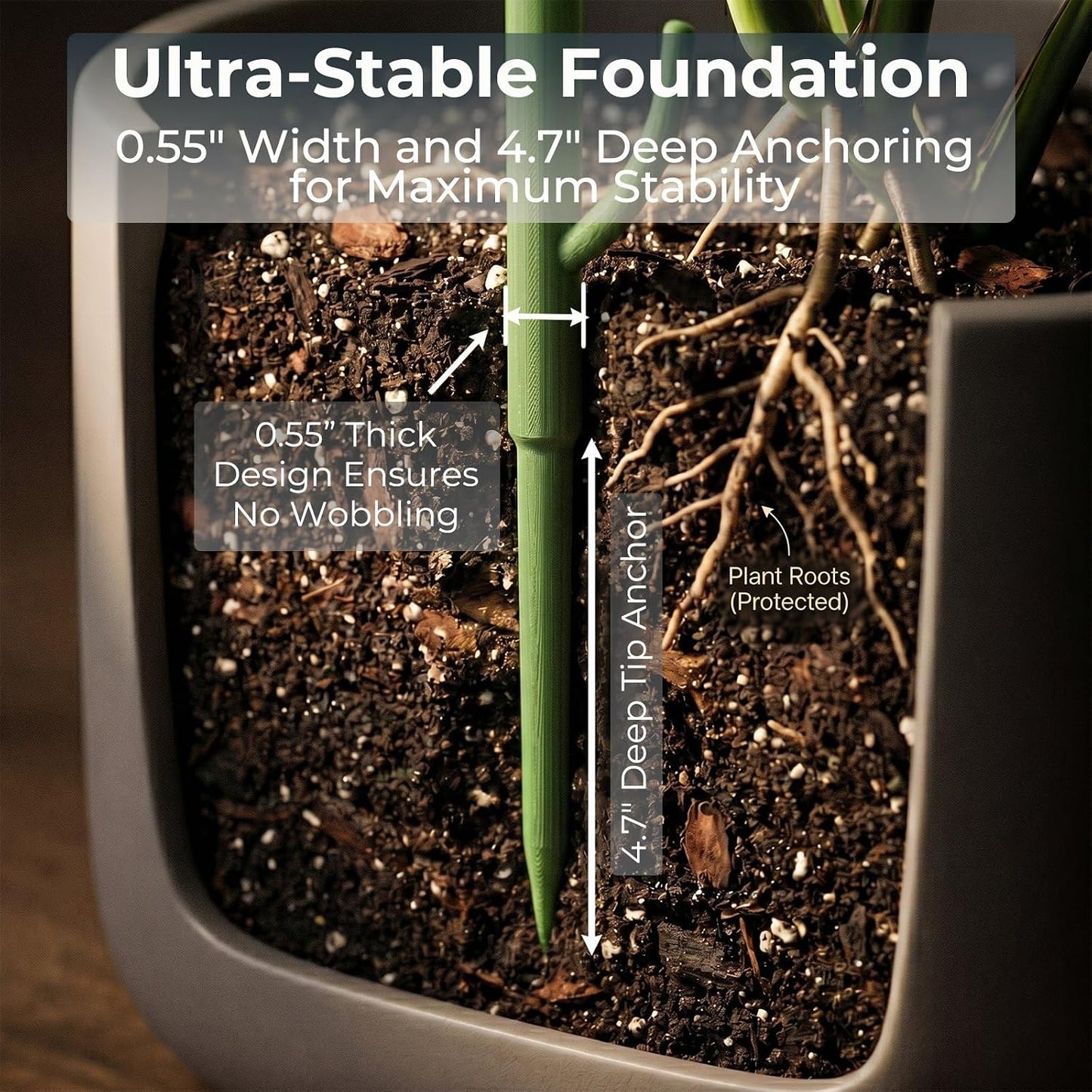 Heavy-Duty Monstera Plant Support Stakes - 10-Piece Stackable Sticks
