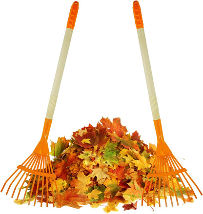 Kids Rakes, 4 Pieces 31" Heavy Duty Lawn Tool for Leaves, Child Size, Plastic Head & Wooden Handle, Gardening Tools for Boys Girls Gifts Age 3 Year Old and Up