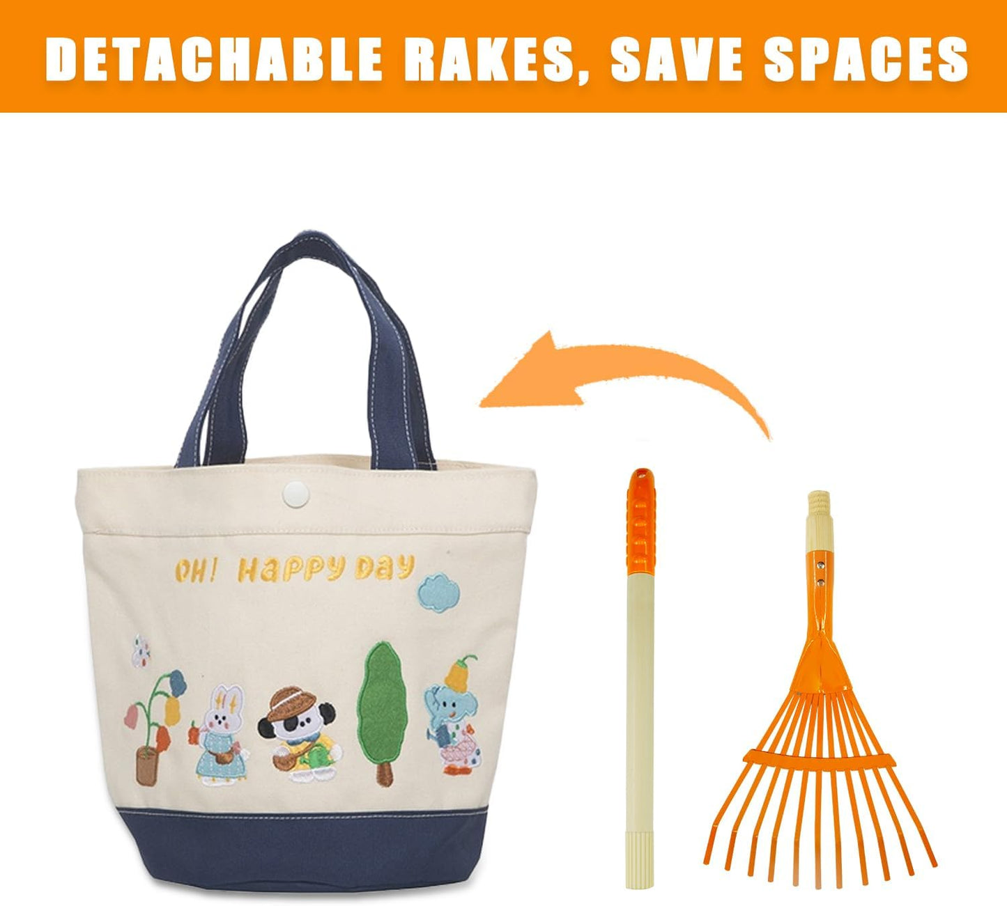 Kids Rakes, 4 Pieces 31" Heavy Duty Lawn Tool for Leaves, Child Size, Plastic Head & Wooden Handle, Gardening Tools for Boys Girls Gifts Age 3 Year Old and Up
