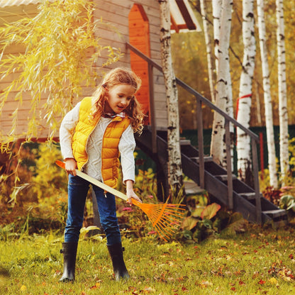 Kids Rakes, 4 Pieces 31" Heavy Duty Lawn Tool for Leaves, Child Size, Plastic Head & Wooden Handle, Gardening Tools for Boys Girls Gifts Age 3 Year Old and Up