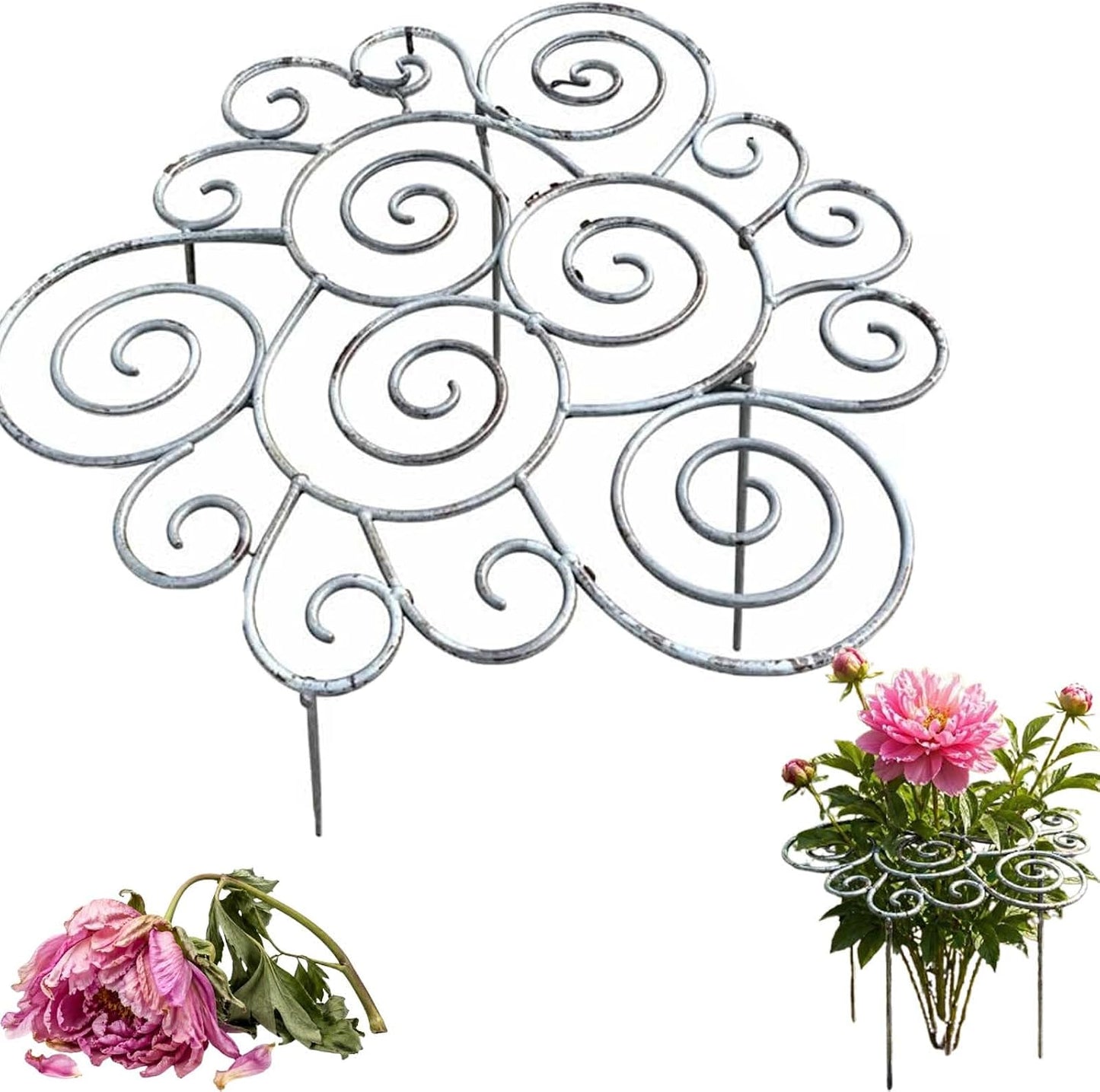 2026 Metal Plant Support Ring for Garden,Decorative Peony Support,Grow Through Rings, Heavy-Duty Flower Support Frame for Upright Growth Lawn Patio Garden (S)